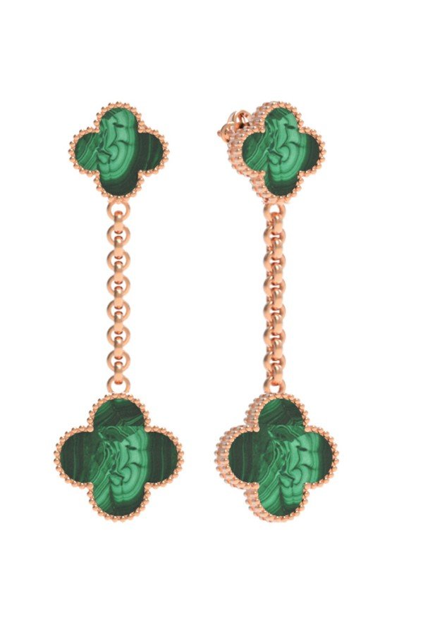 Серьги из золота c малахитом