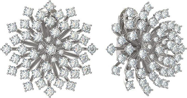 Серьги из белого золота 585 пробы c бриллиантами