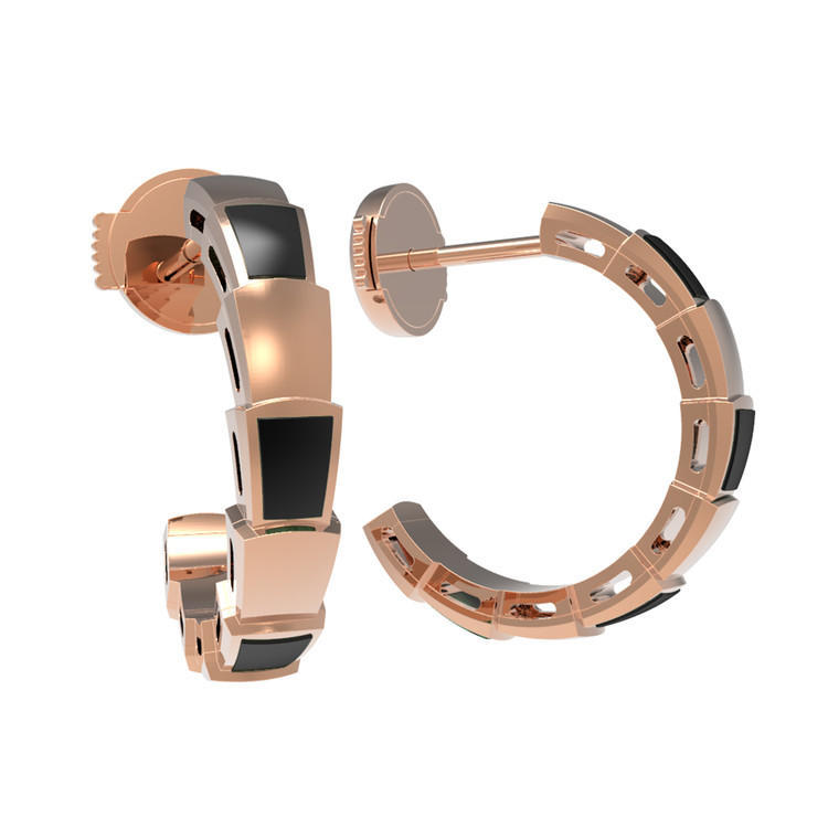 Серьги из красного золота 585 пробы c ониксом