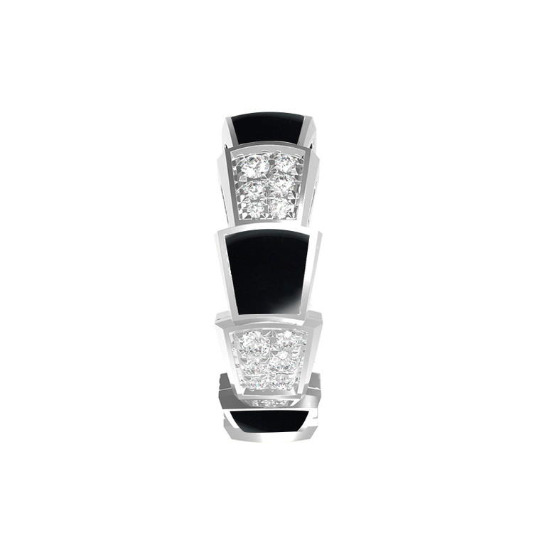 Кольцо из белого золота 585 пробы c бриллиантами и ониксом