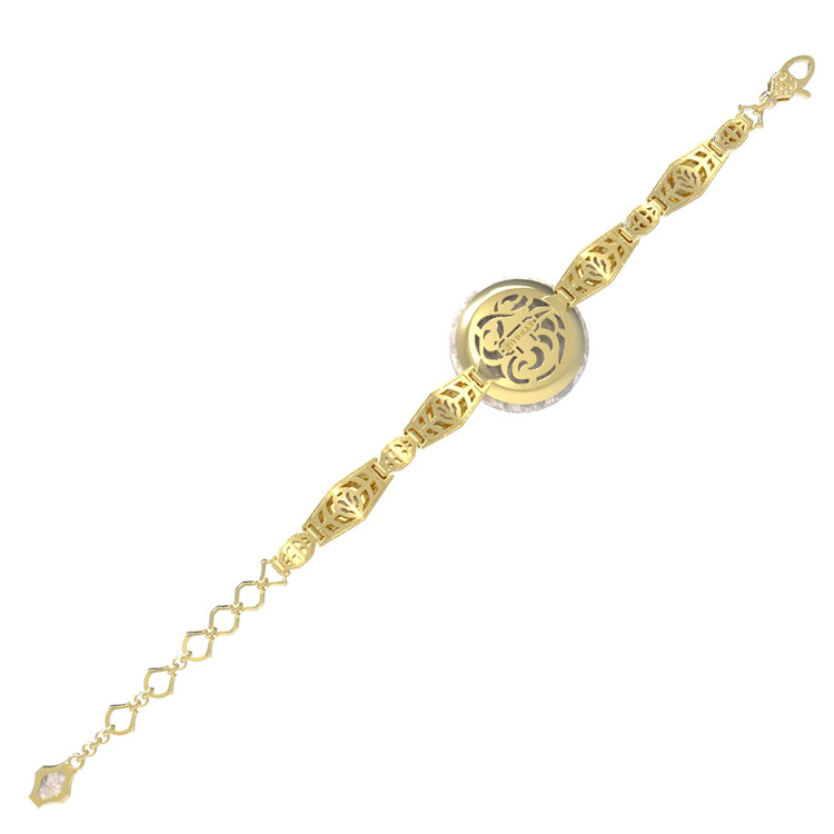 Браслет из лимонного золота 585 пробы c эмалью и перламутром