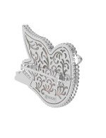 Брошь из белого золота c эмалью и перламутром