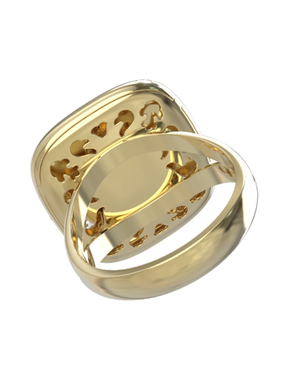 Кольцо из лимонного золота c бриллиантами и перламутром