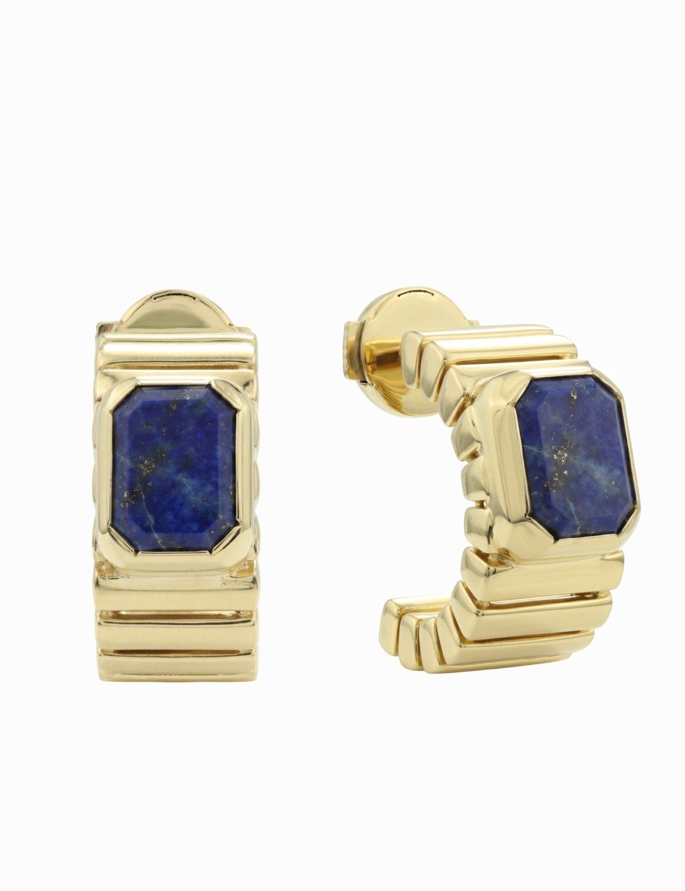 Серьги из лимонного золота c лазуритом