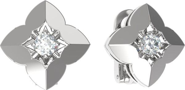 Серьги из белого золота 585 пробы c бриллиантами