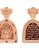 Образок из золота c эмалью и рубином