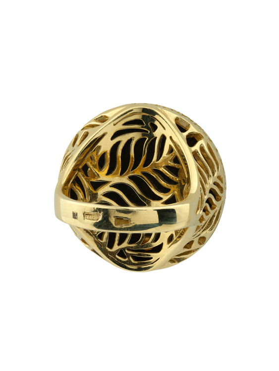 Кольцо из лимонного золота 585 пробы c эбеновым деревом