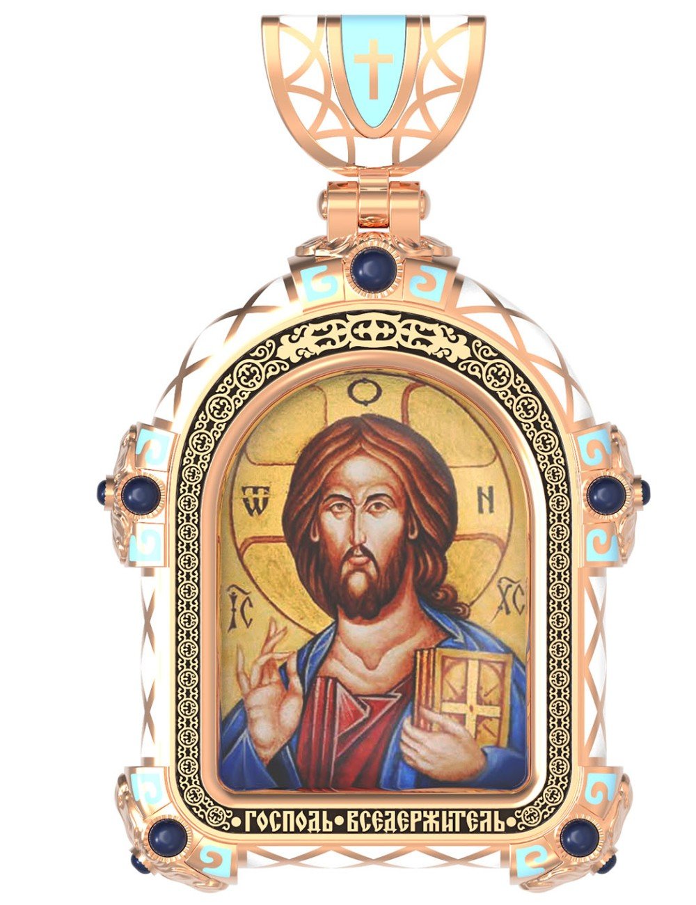 Образок из золота c эмалью и иконописью