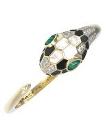 Браслет из лимонного золота c бриллиантами, рубином, ониксом, малахитом и перламутром