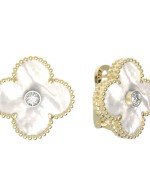 Серьги из лимонного золота c бриллиантами и перламутром