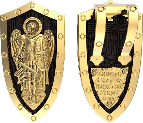 Образок из лимонного золота c эбеновым деревом