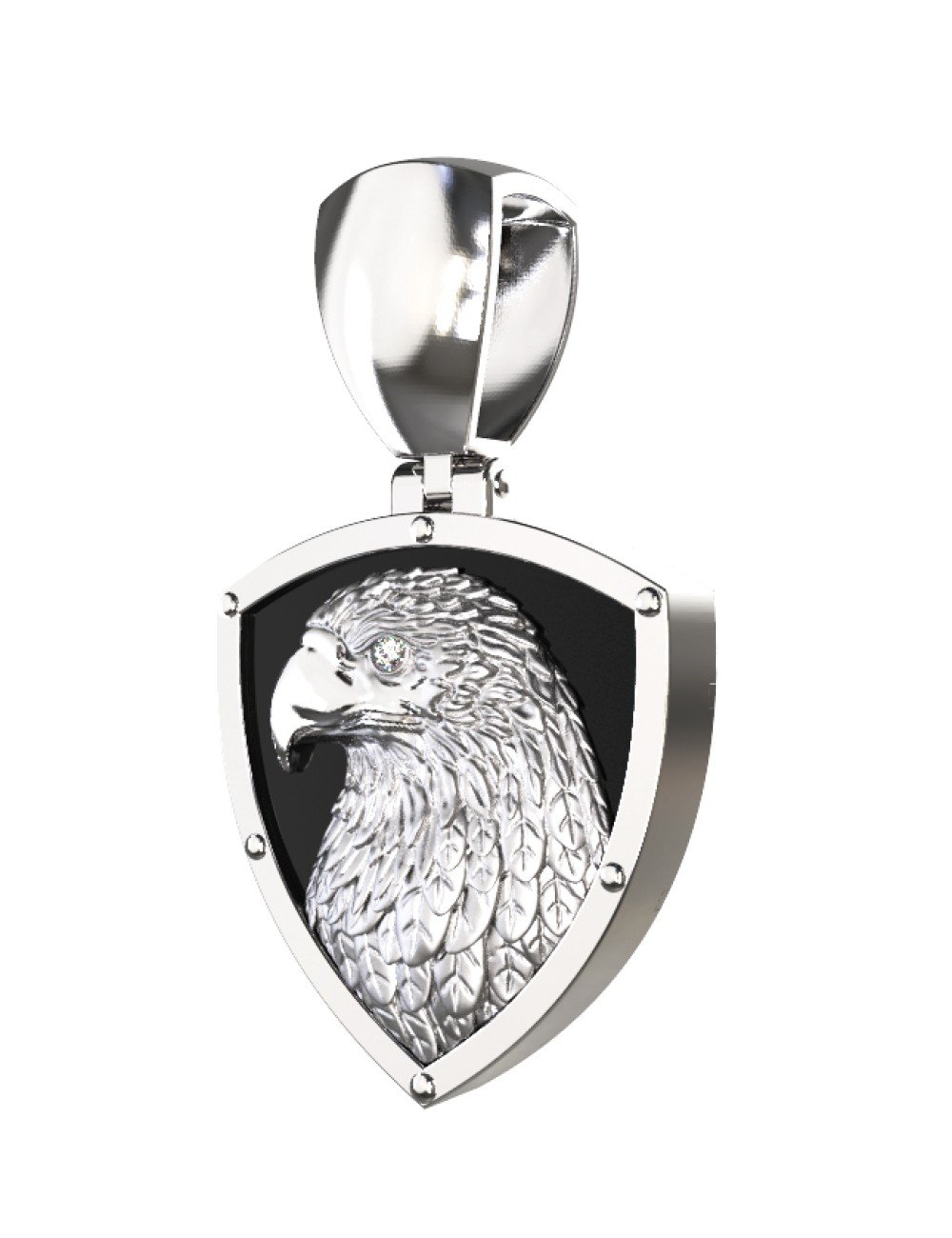 Подвеска из белого золота c бриллиантами и ониксом