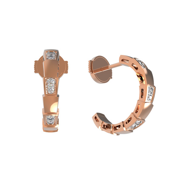 Серьги из красного золота 585 пробы c бриллиантами