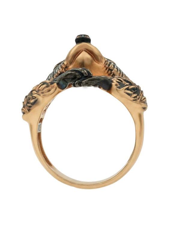 Кольцо из красного золота 585 пробы c эмалью