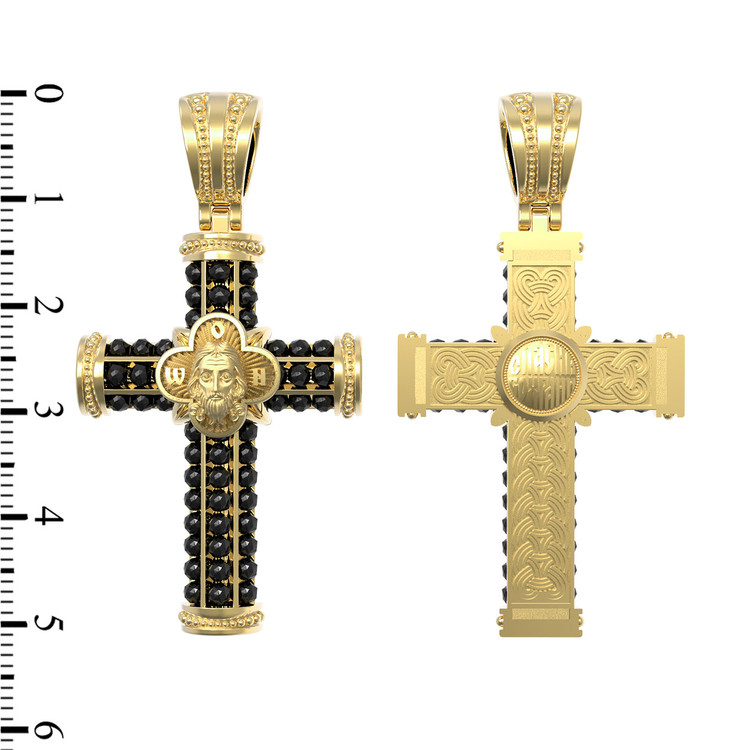 Крест из лимонного золота 585 пробы c ониксом