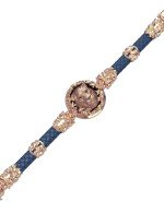 Браслет из золота c кожаным шнурком и ониксом