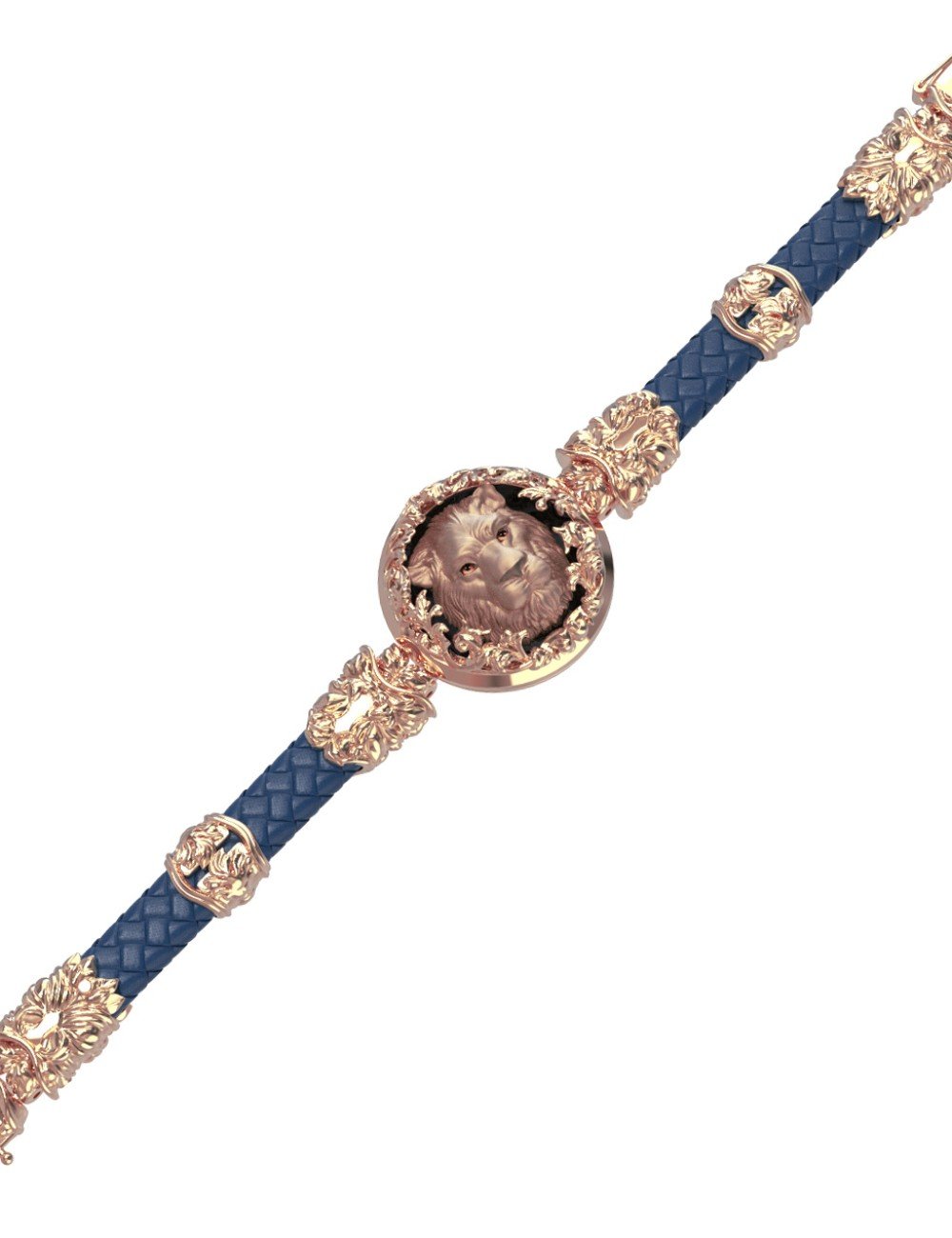 Браслет из золота c кожаным шнурком и ониксом