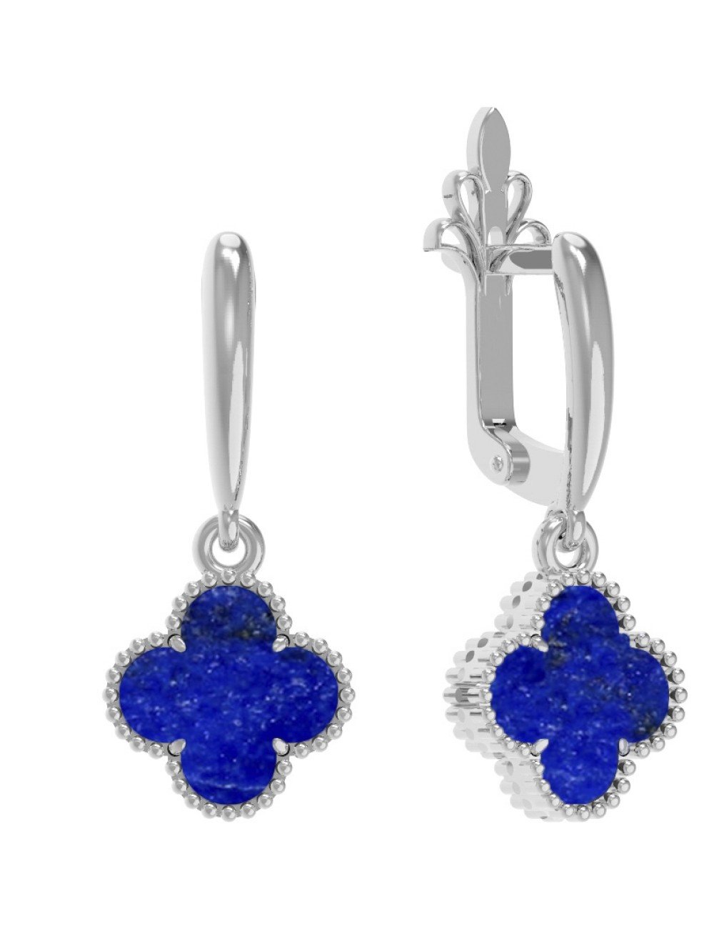 Серьги из белого золота c лазуритом