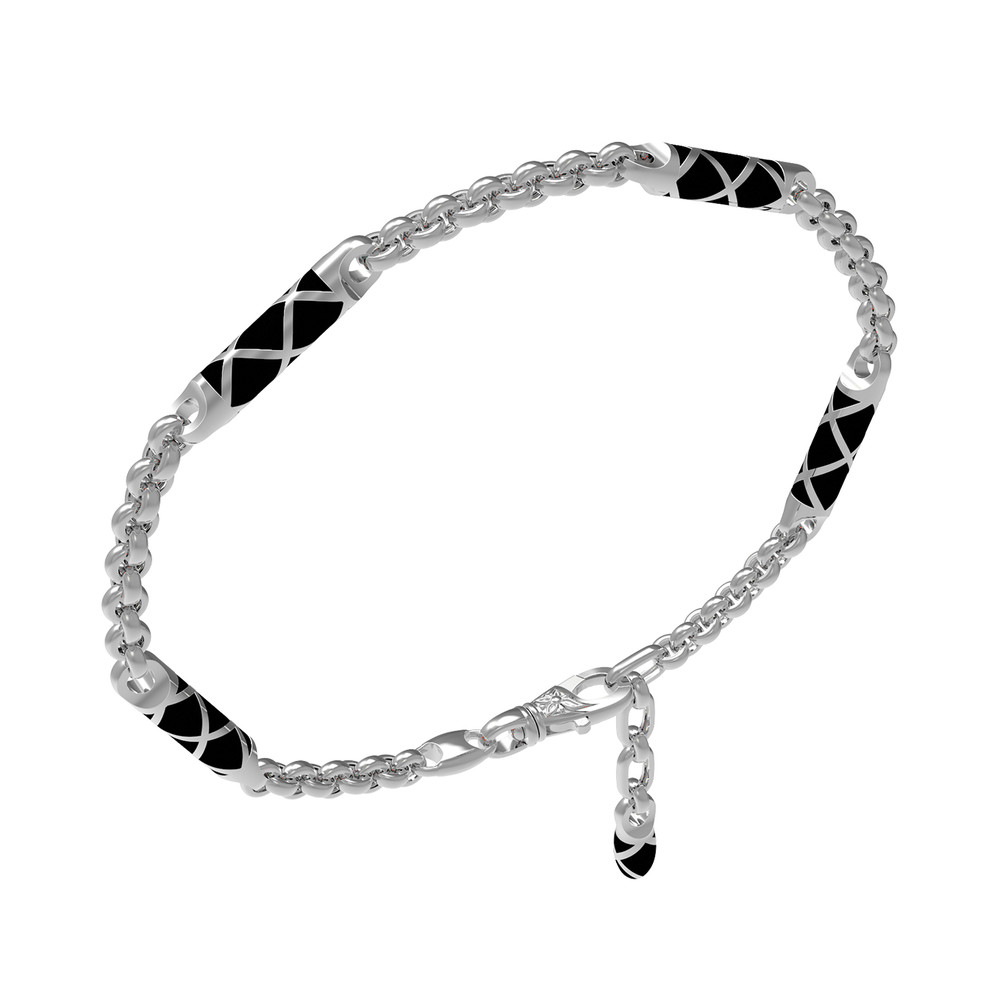 Браслет из белого золота 585 пробы c эмалью