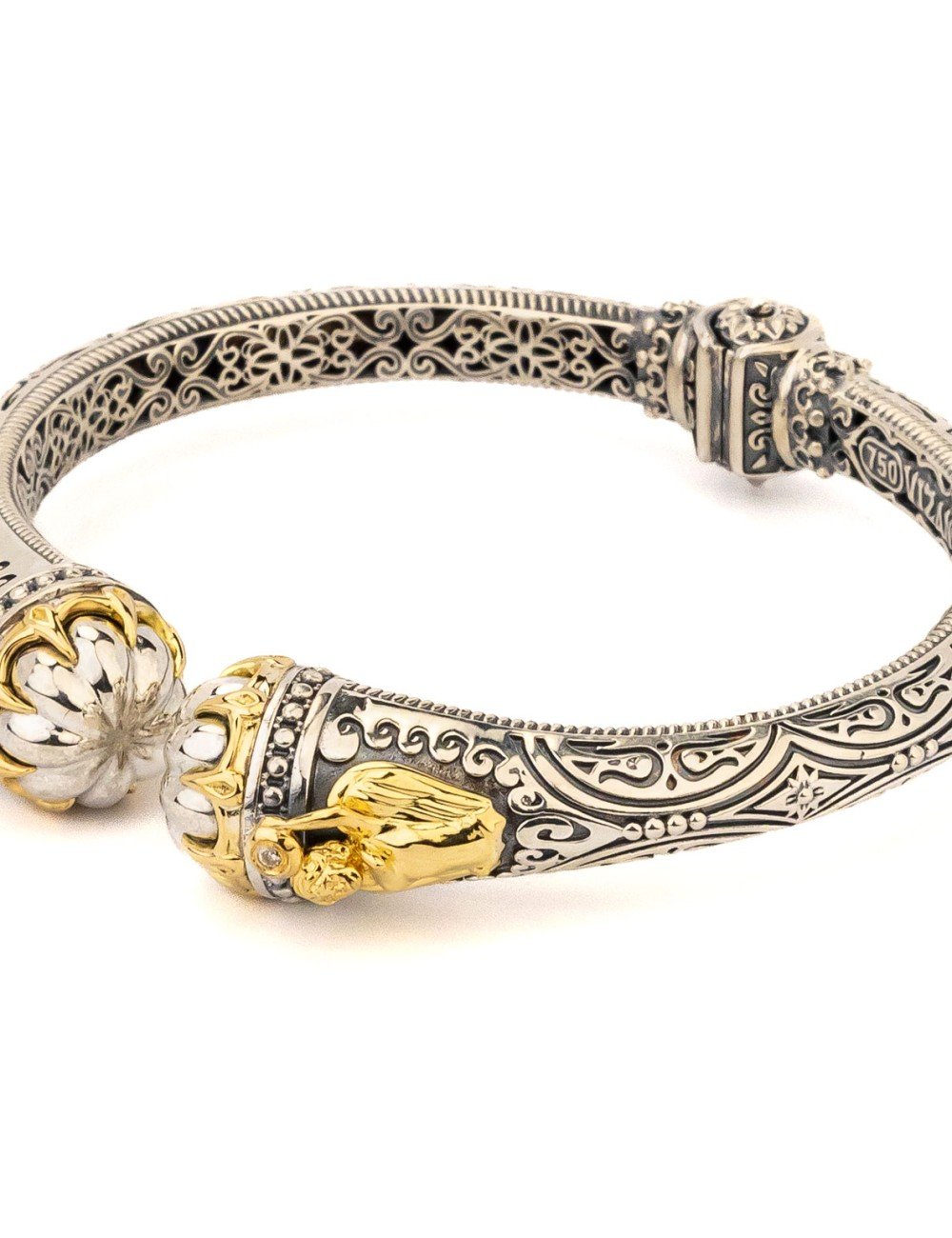 Браслет из серебра и золота c бриллиантами и рубином