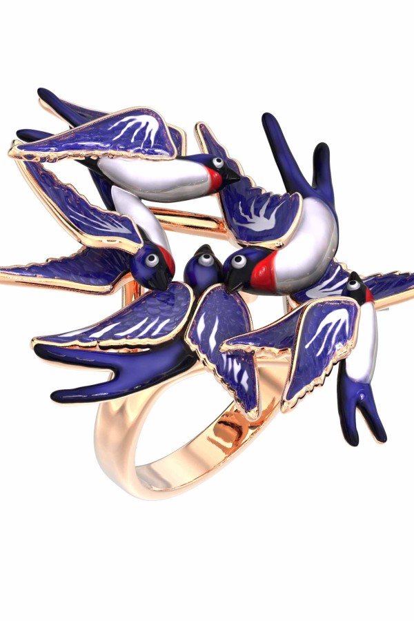 Кольцо из золота c эмалью