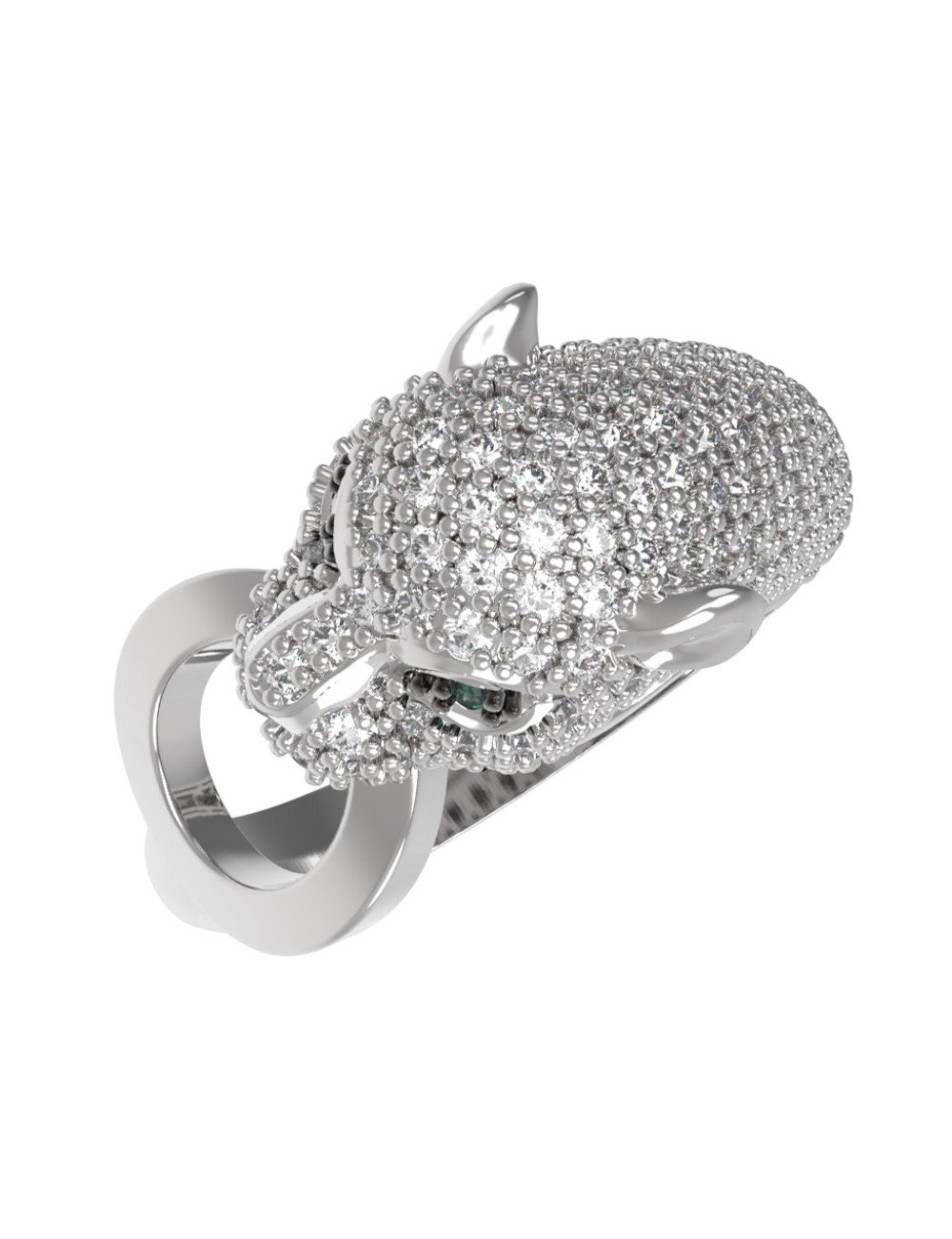 Кольцо из белого золота c бриллиантами и изумрудом