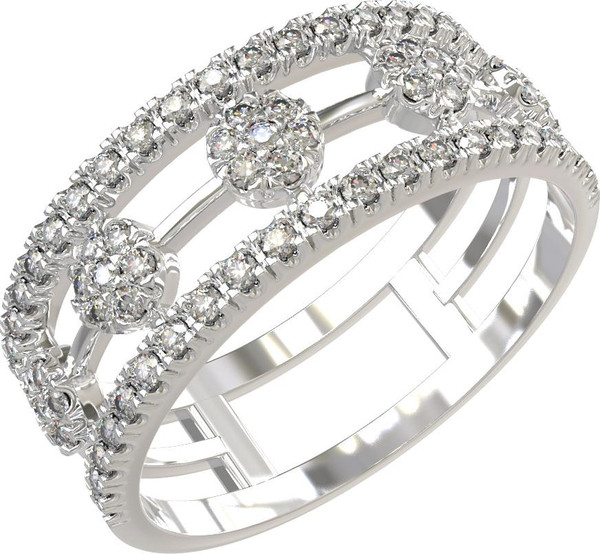 Кольцо из белого золота 585 пробы c бриллиантами