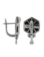 Серьги из белого золота c бриллиантами и ониксом