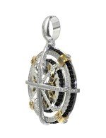Подвеска из белого золота c эмалью, бриллиантами и ониксом