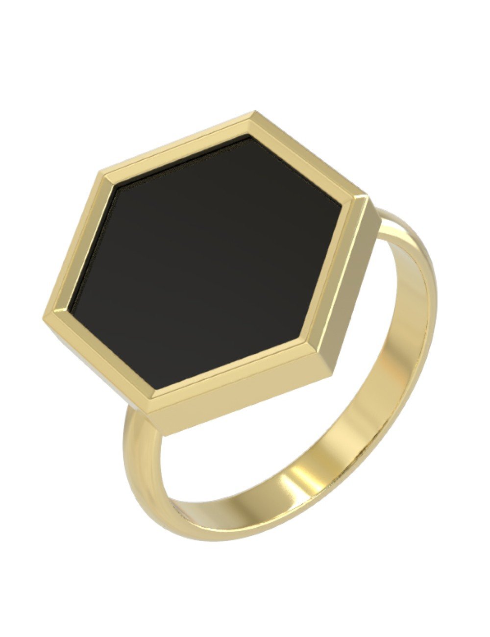 Кольцо из лимонного золота c ониксом