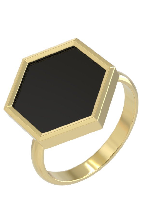 Кольцо из лимонного золота c ониксом