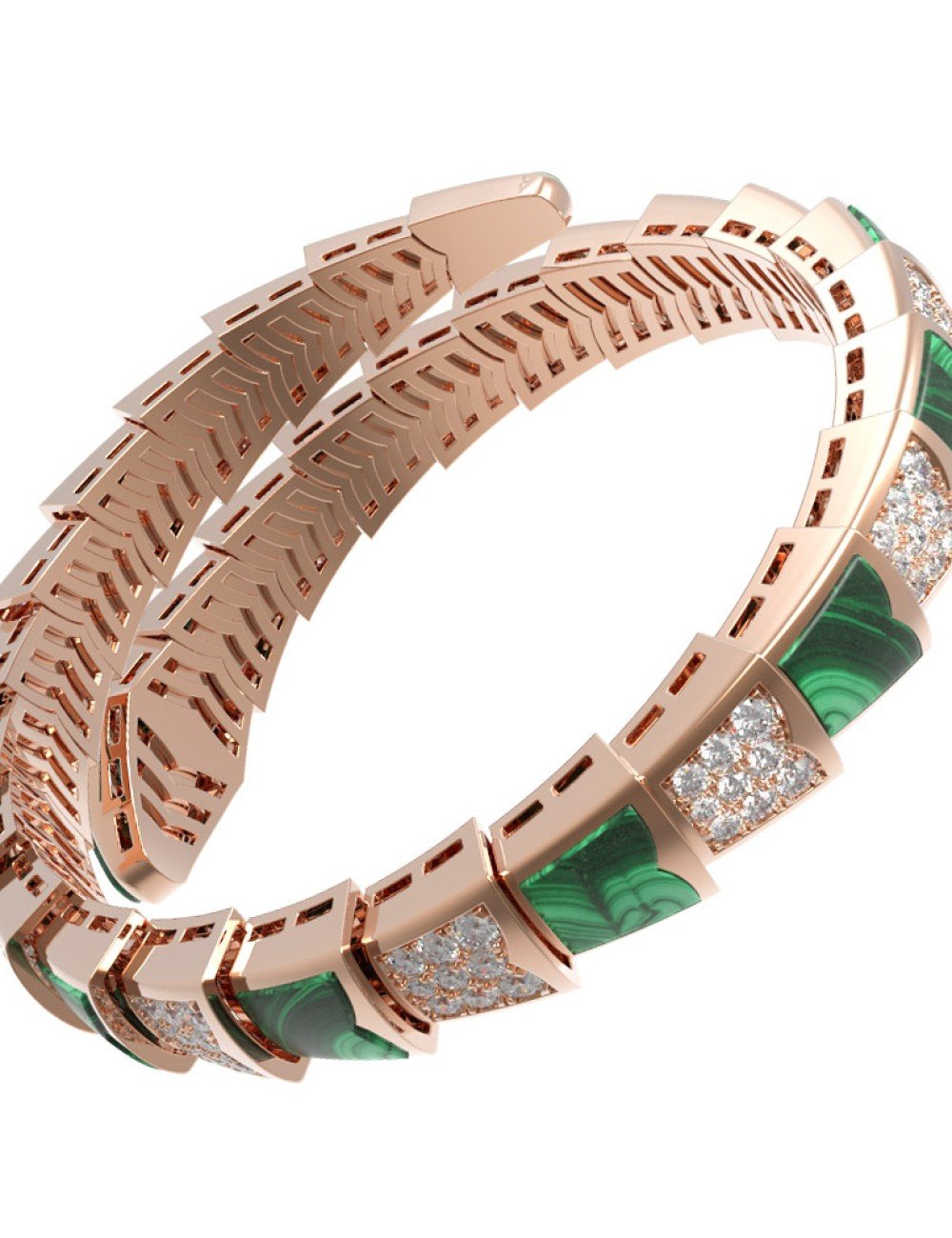 Браслет из золота c бриллиантами и малахитом