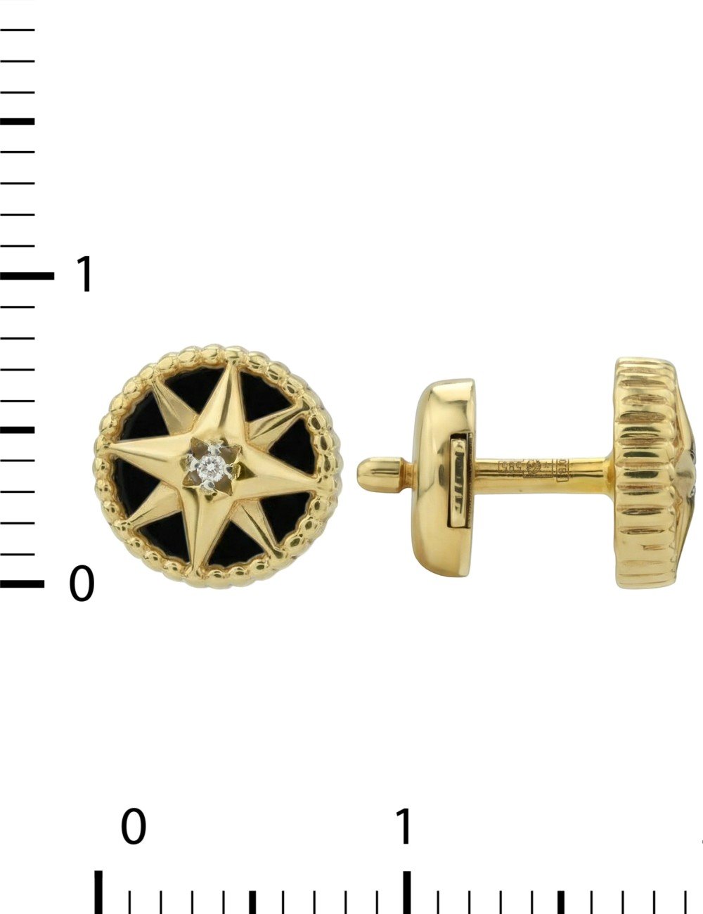 Серьги из лимонного золота c бриллиантами и ониксом