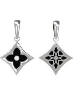 Подвеска из белого золота c бриллиантами и ониксом