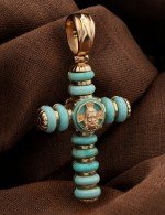 Крест из золота c бирюзой