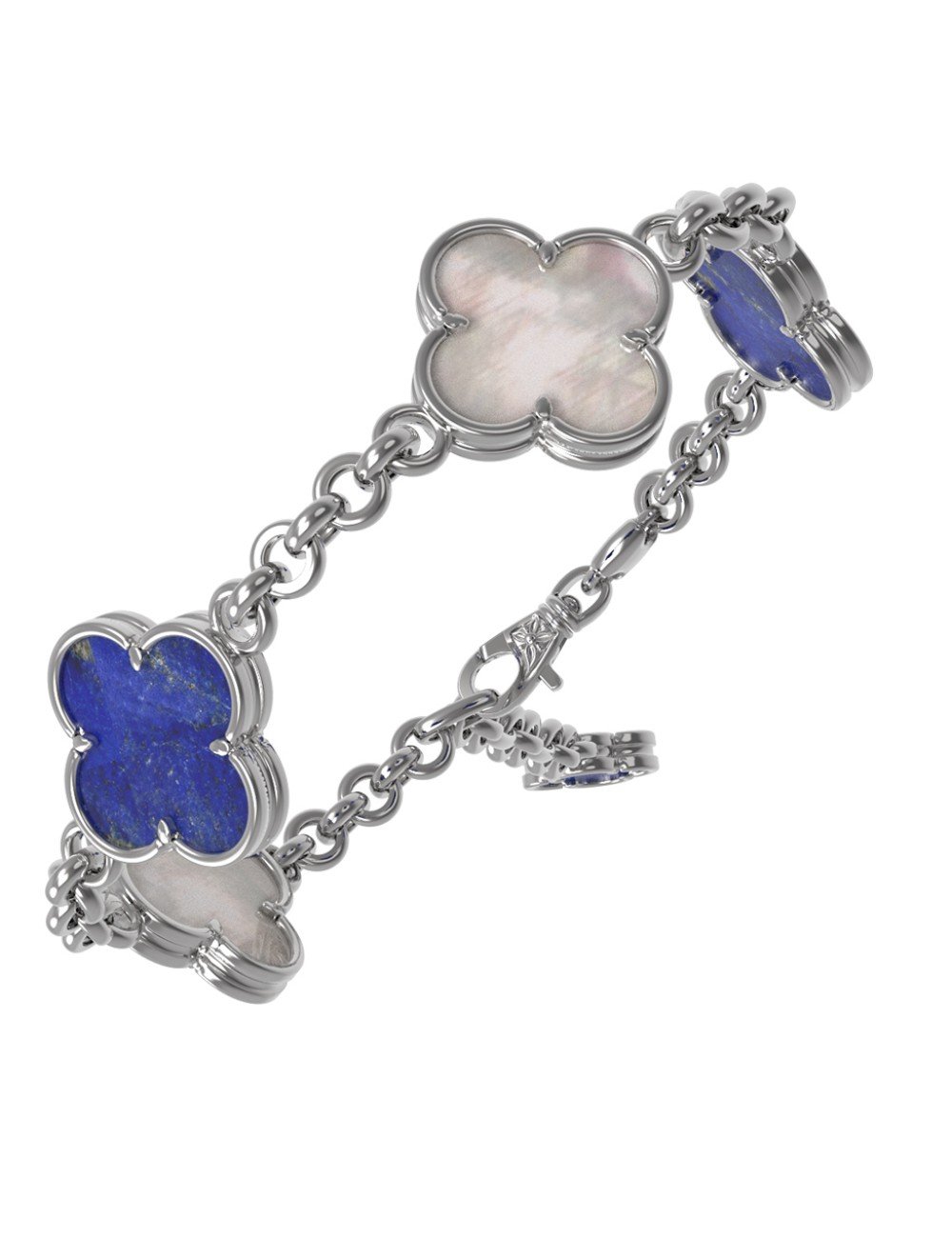 Браслет из белого золота c лазуритом и перламутром