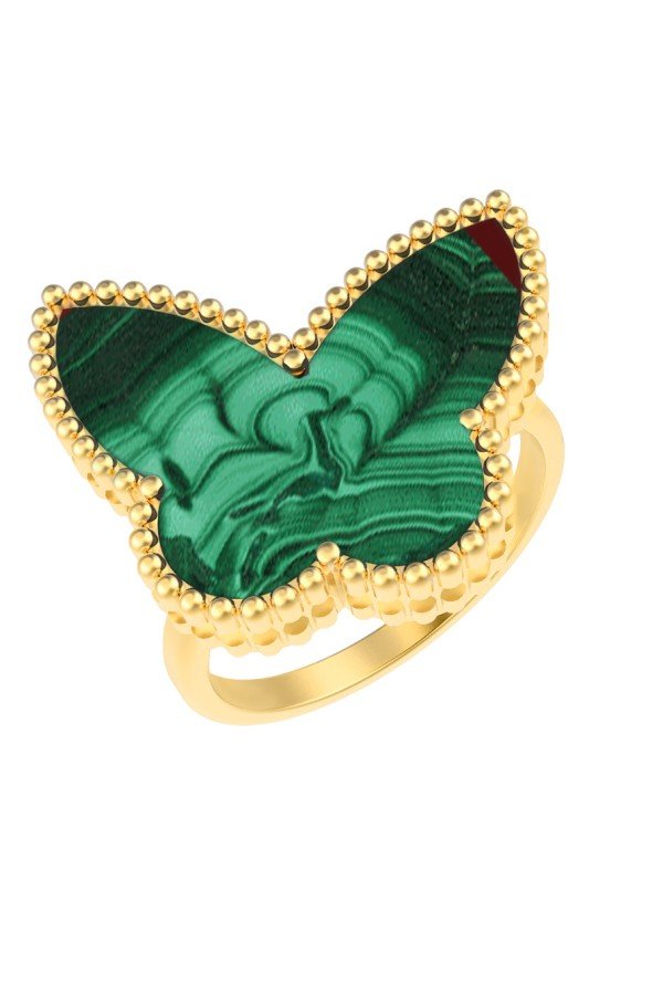 Кольцо из лимонного золота c малахитом