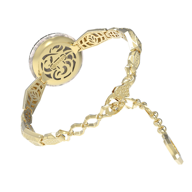 Браслет из лимонного золота 585 пробы c эмалью и перламутром