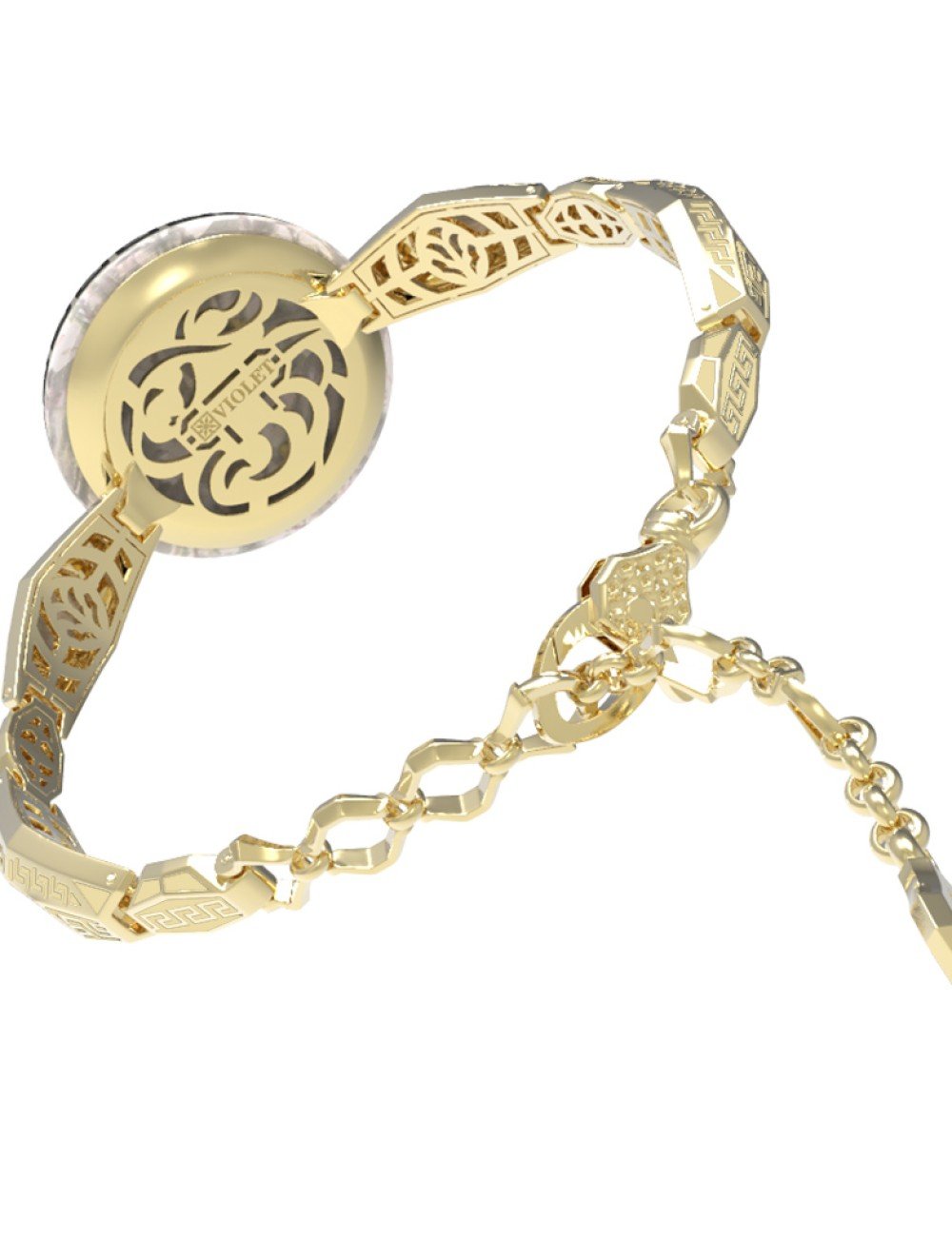 Браслет из лимонного золота c эмалью и перламутром