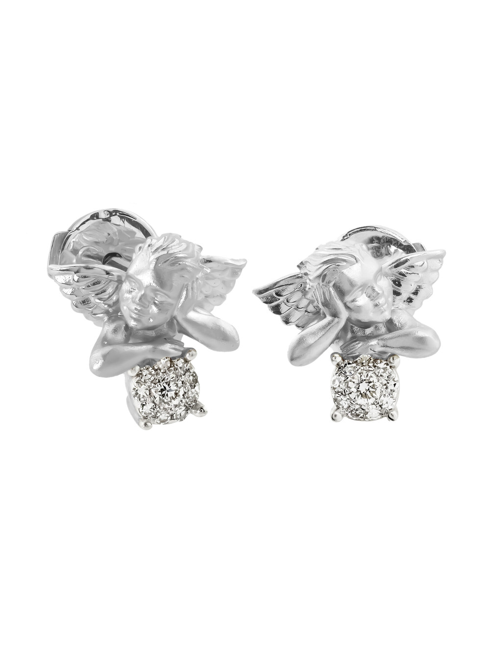 Серьги из белого золота 585 пробы c бриллиантами