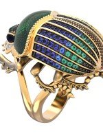 Кольцо из лимонного золота c эмалью, фианитом и турмалином