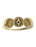 Кольцо из лимонного золота c бриллиантами, ониксом и перламутром