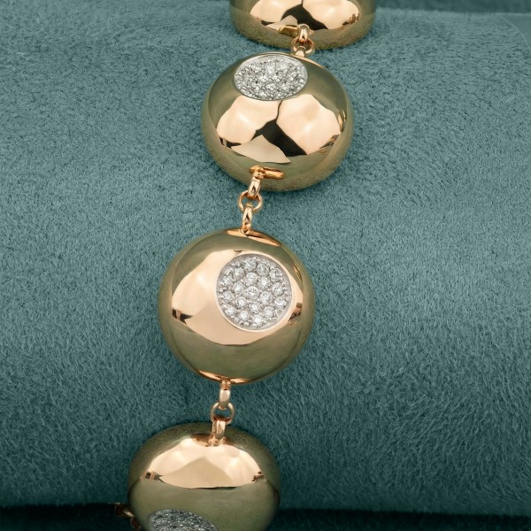 Браслет из красного золота 585 пробы c бриллиантами