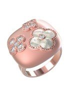 Кольцо из розового золота c бриллиантами и перламутром