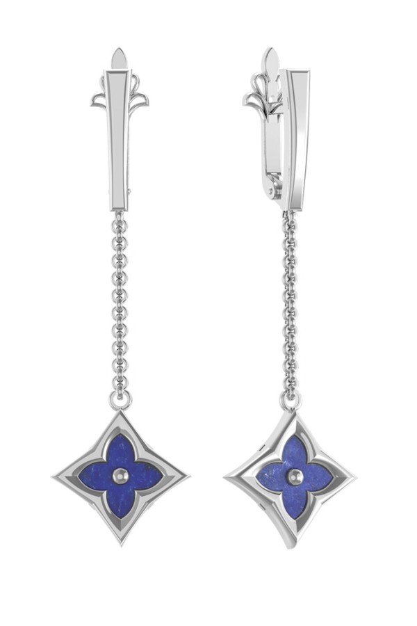 Серьги из белого золота c лазуритом