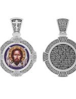 Образок из белого золота c эмалью, иконописью и темперой