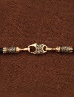 Гайтан из золота c кожаным шнурком