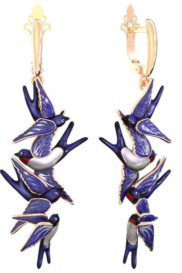 Серьги из золота c эмалью