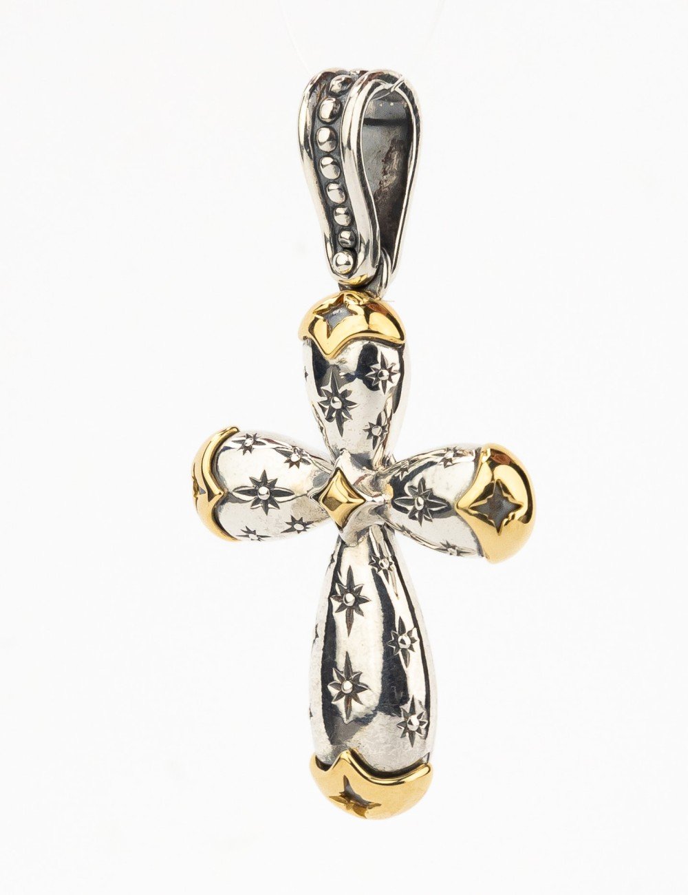 Крест из серебра и золота c фианитом