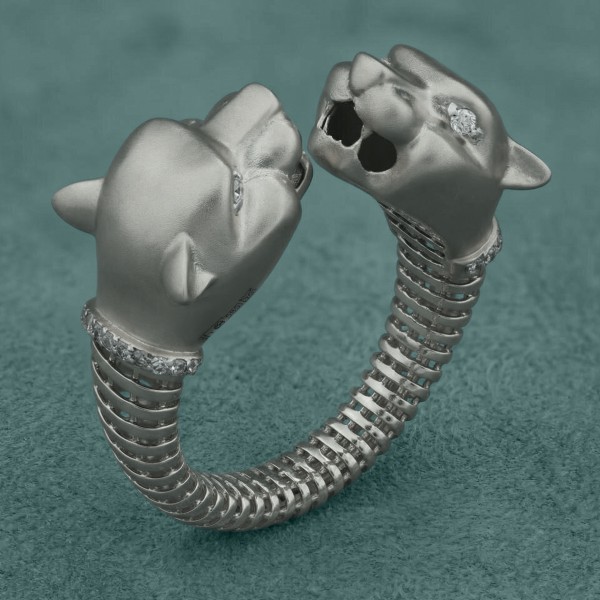 Кольцо из белого золота 585 пробы c бриллиантами